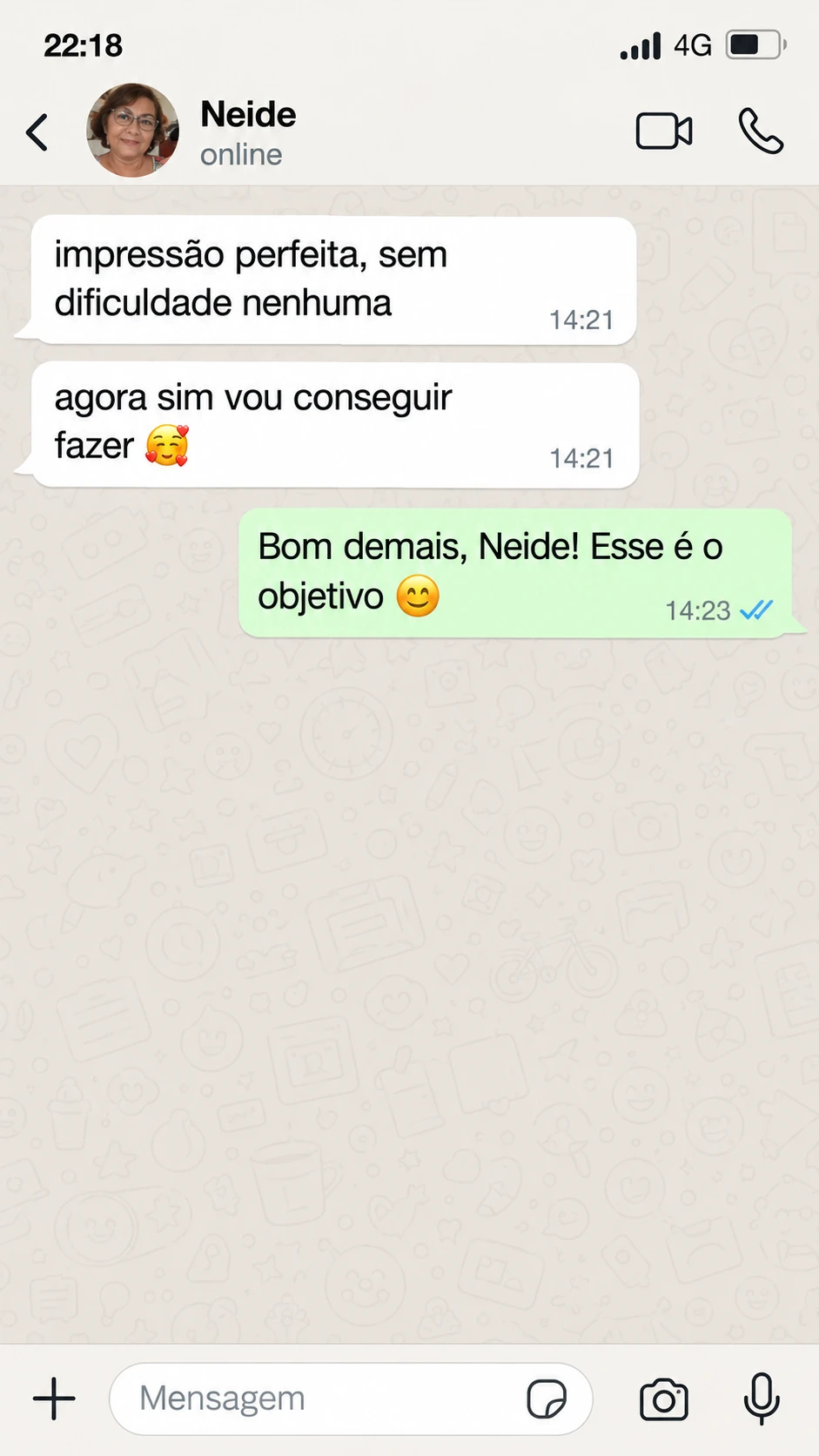 Depoimento de Neide sobre a impressão perfeita do molde