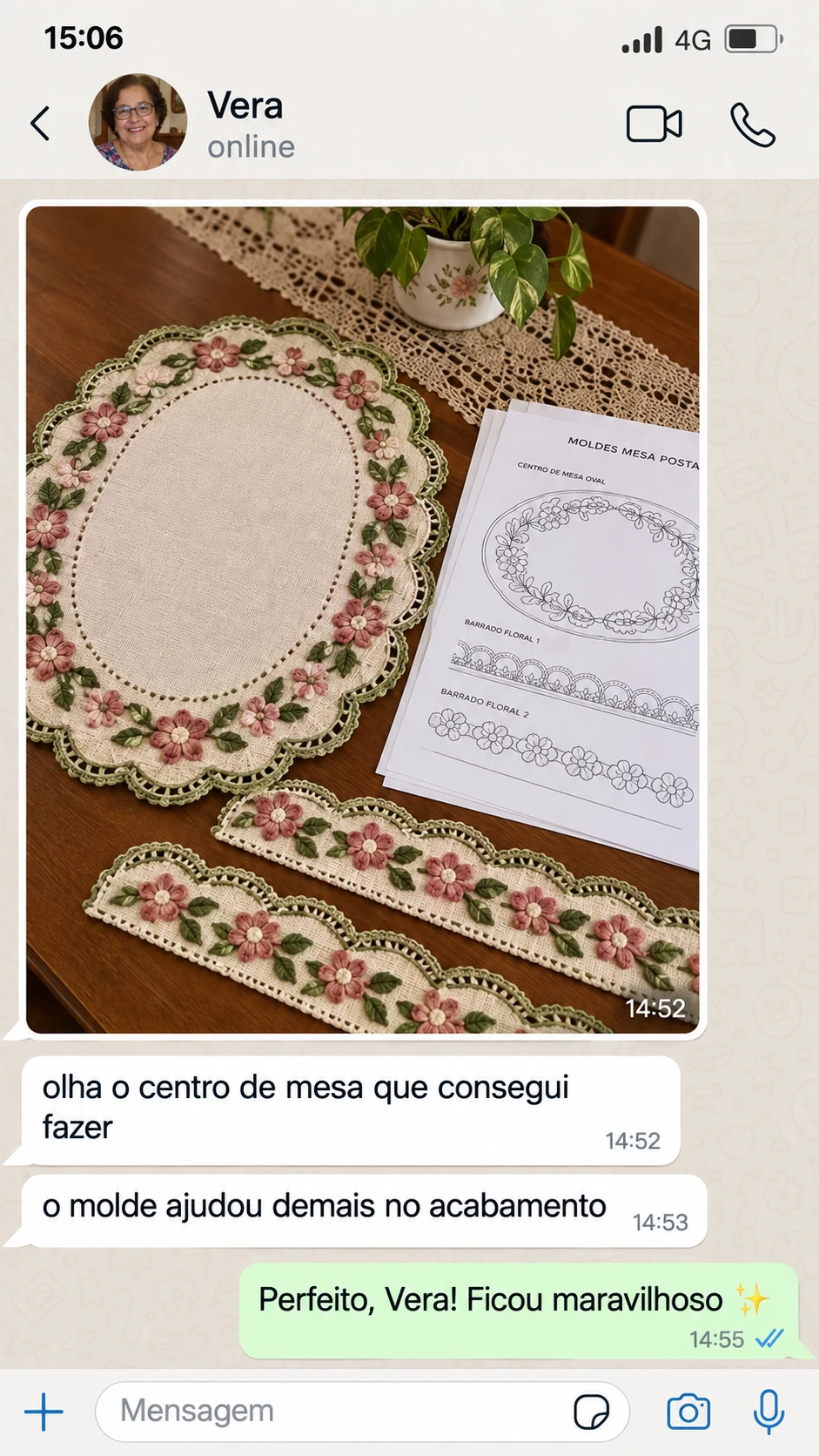 Depoimento de Vera com o centro de mesa acabado
